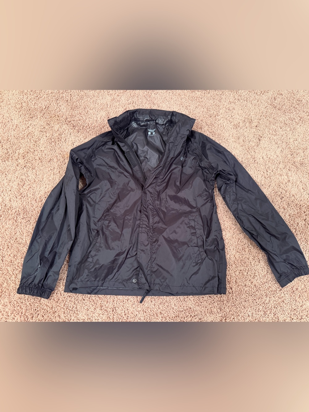Kids Lightweight Black Hooded Raincoat - Packable Protection